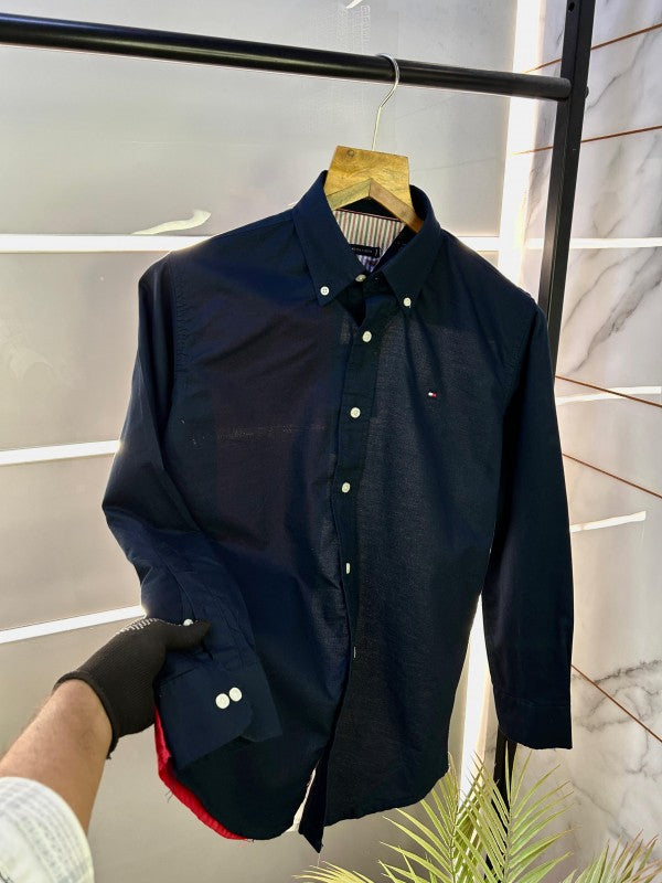 Tommy_Hilfiger Navy Blue Back Printed Premium Shirts F2535-NY