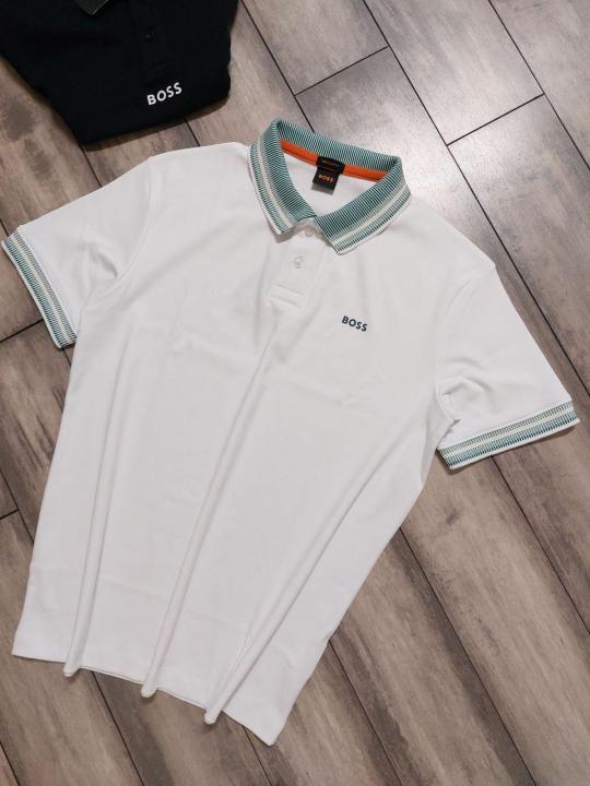 Hugo_Boss White Premium Collar Neck Polo T-shirt F2640-WH