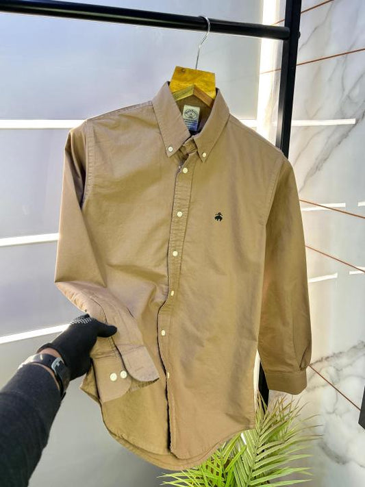 Brooks Brothers Brown Oxford Lycra Premium Shirts F2529-BR