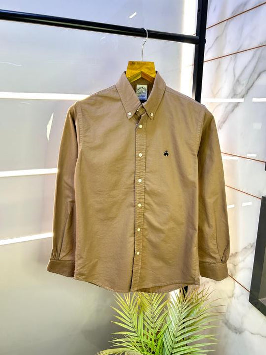 Brooks Brothers Brown Oxford Lycra Premium Shirts F2529-BR