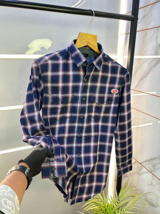 Diese l Premium Cotton D5 Double Pocket Checks Shirt F702