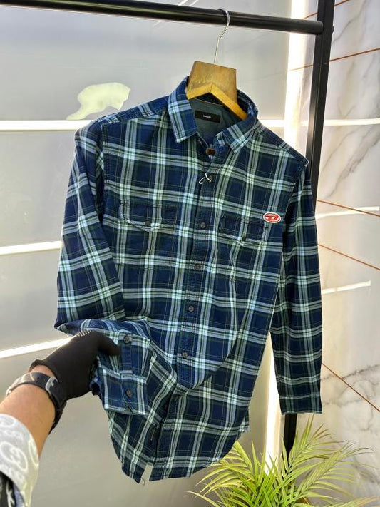 Diese l Premium Cotton D6 Double Pocket Checks Shirt F702