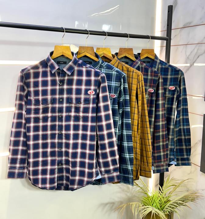 Diese l Premium Cotton D8 Double Pocket Checks Shirt F702