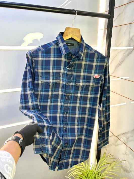 Diese l Premium Cotton D8 Double Pocket Checks Shirt F702