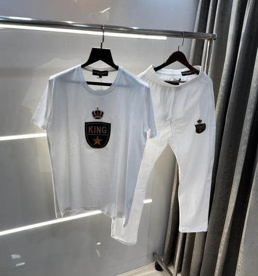 Dolce&Gabbana White Embroidery Logo Imported Tracksuit With Brand Carry Bag