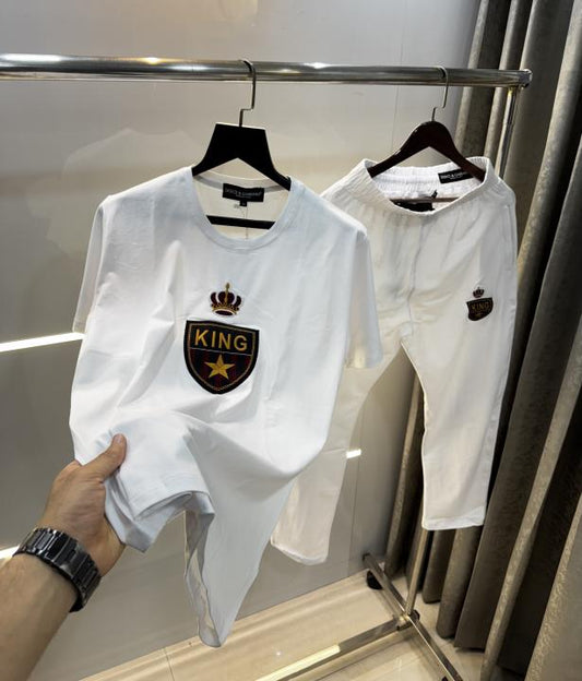 Dolce&Gabbana White Embroidery Logo Imported Tracksuit With Brand Carry Bag