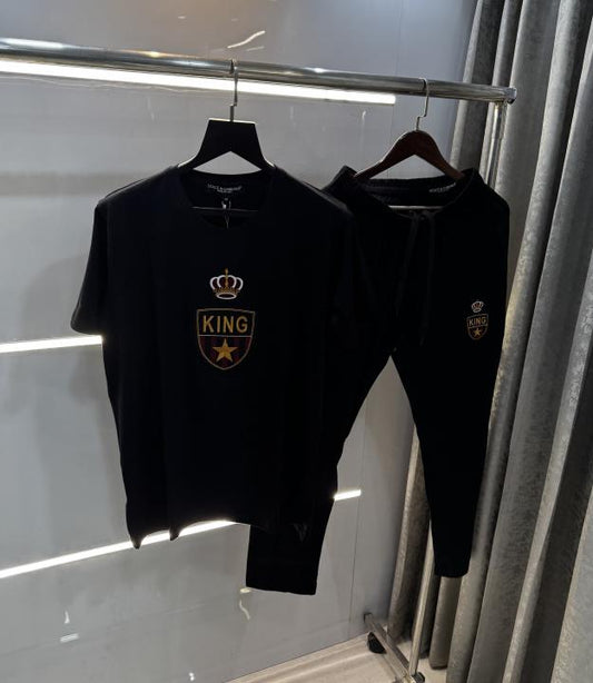 Dolce&Gabbana Black Embroidery Logo Imported Tracksuit With Brand Carry Bag
