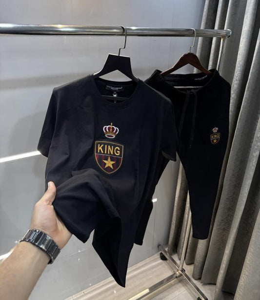 Dolce&Gabbana Black Embroidery Logo Imported Tracksuit With Brand Carry Bag
