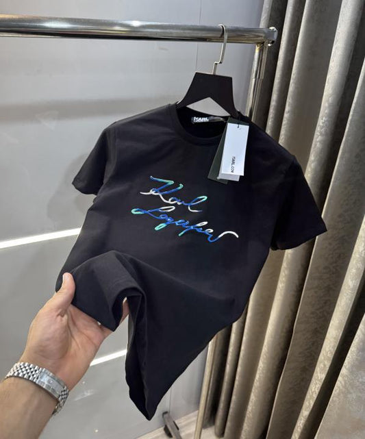 Karl Lagerfeld Black Logo Print Imported T-Shirt