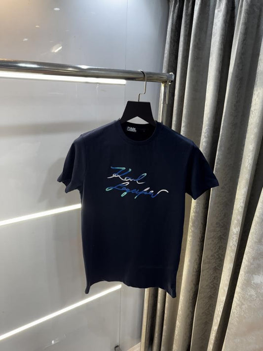 Karl Lagerfeld Navy Blue Logo Print Imported T-Shirt
