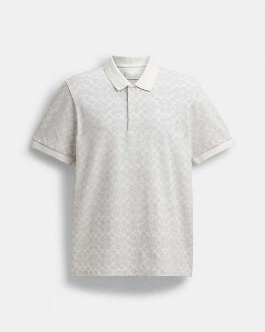 Coac h White Monogram Imported Polo T-Shirt
