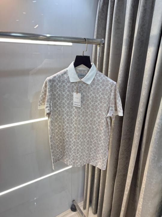 Coac h White Monogram Imported Polo T-Shirt