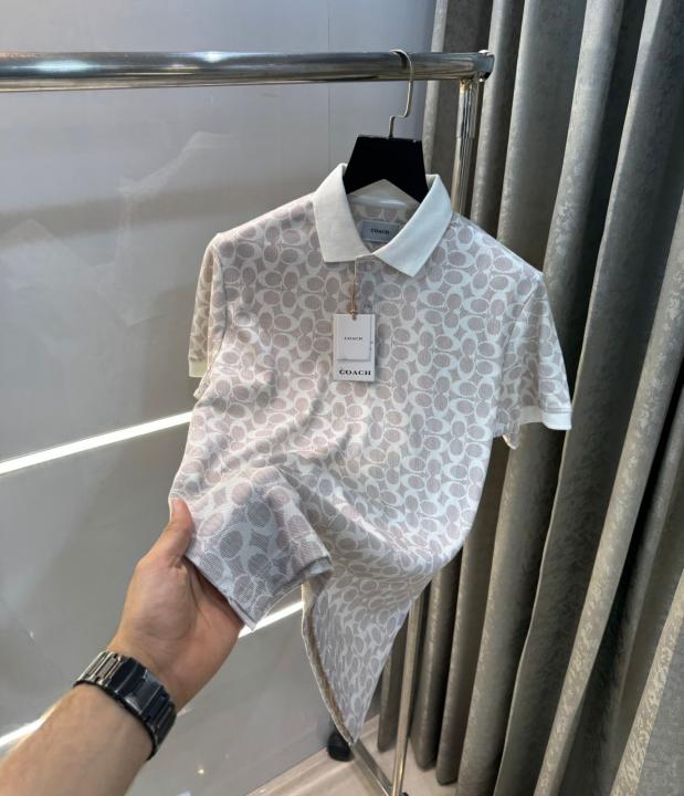 Coac h White Monogram Imported Polo T-Shirt