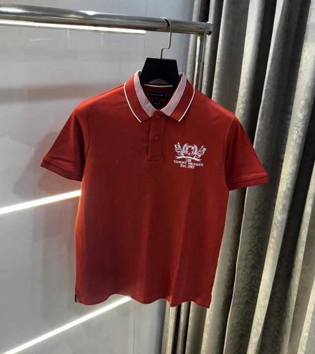 Tommy Hilfiger Rust Embroidery Work Premium Polo T-Shirt