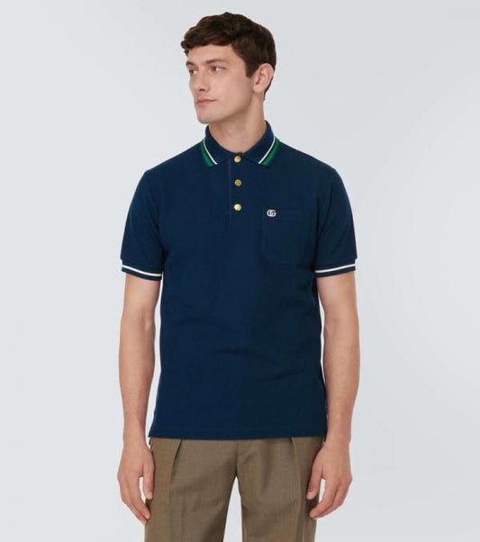 Gucc i Navy Blue Collar Look Imported Polo T-Shirt