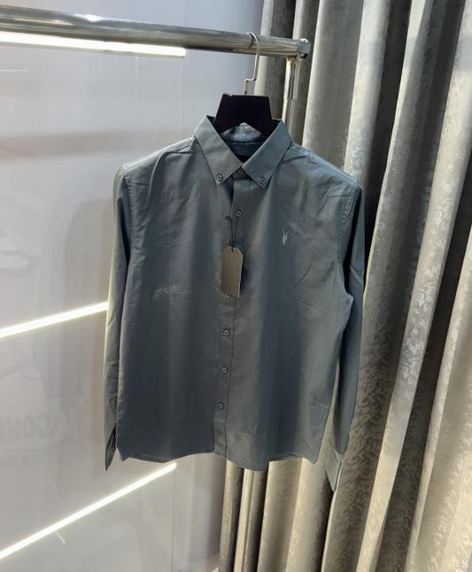 All saints Green Embroidery Logo Classic Shirt