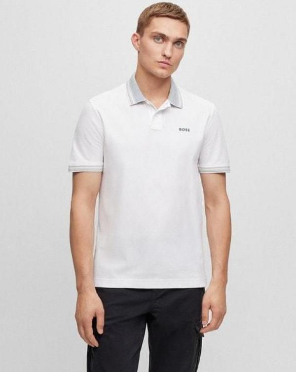 Hugo_Boss White Premium Collar Neck Polo T-shirt F2640-WH