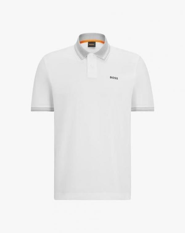 Hugo_Boss White Premium Collar Neck Polo T-shirt F2640-WH