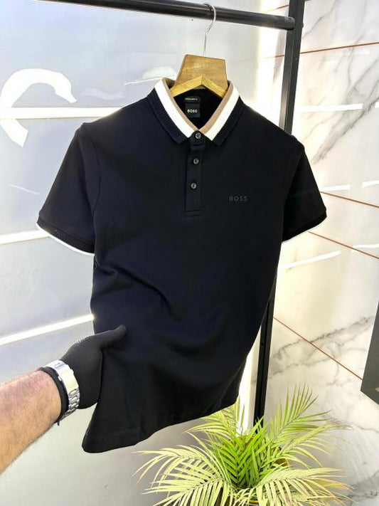 Hugo_Boss Black Premium Collar Neck Polo T-shirt F2640-BL