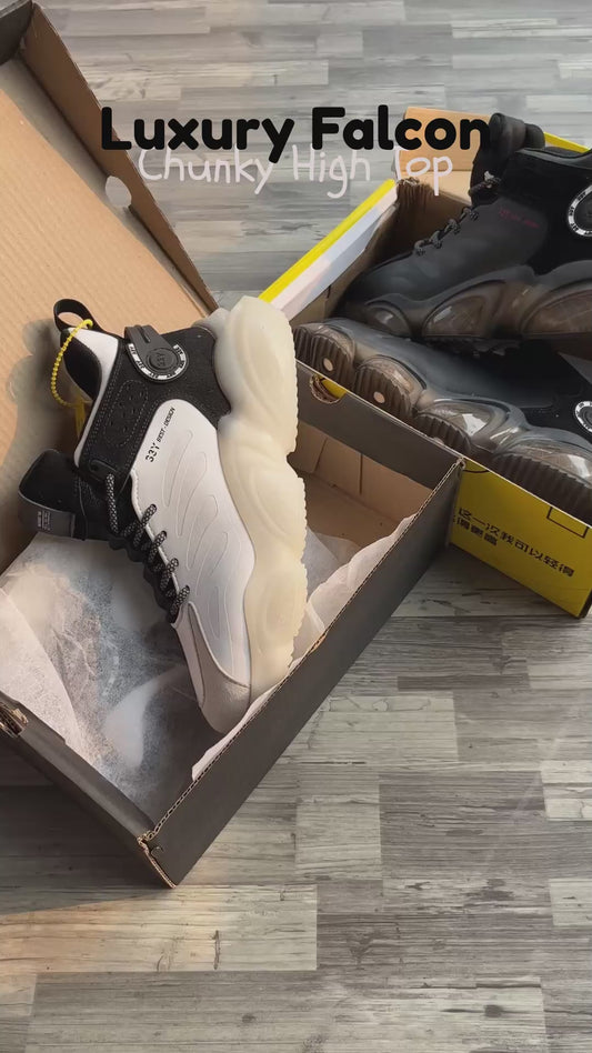 CUBICS Luxury Falcon Chunky High Top Black Sneakers